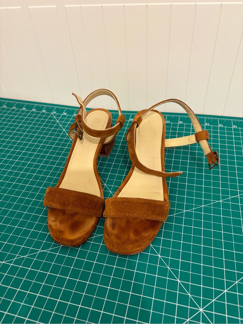 Nisolo Tan Suede Block Heel Sandals
